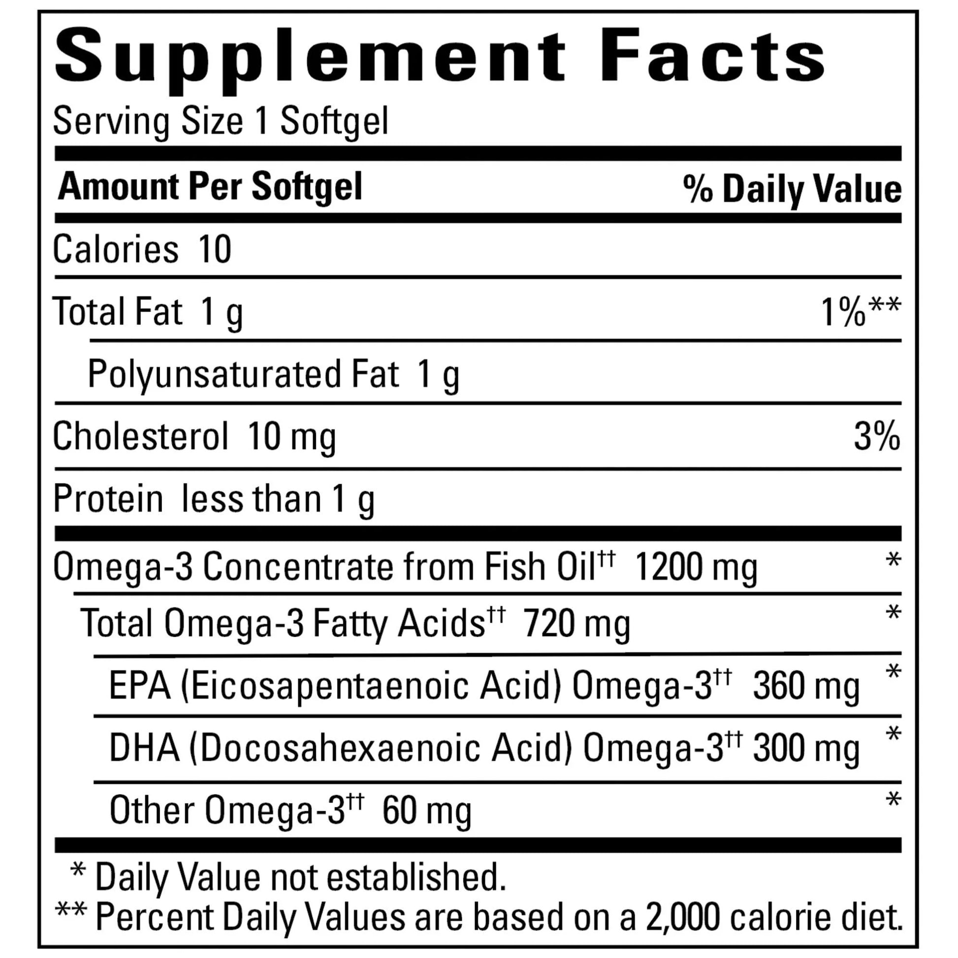 Fish Oil 1200 Mg, 120 Ct, Liquid Softgels, Dietary Supplement