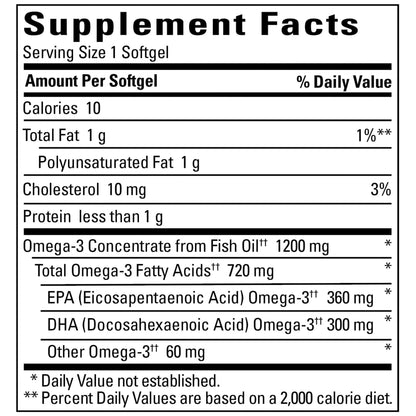 Fish Oil 1200 Mg, 120 Ct, Liquid Softgels, Dietary Supplement