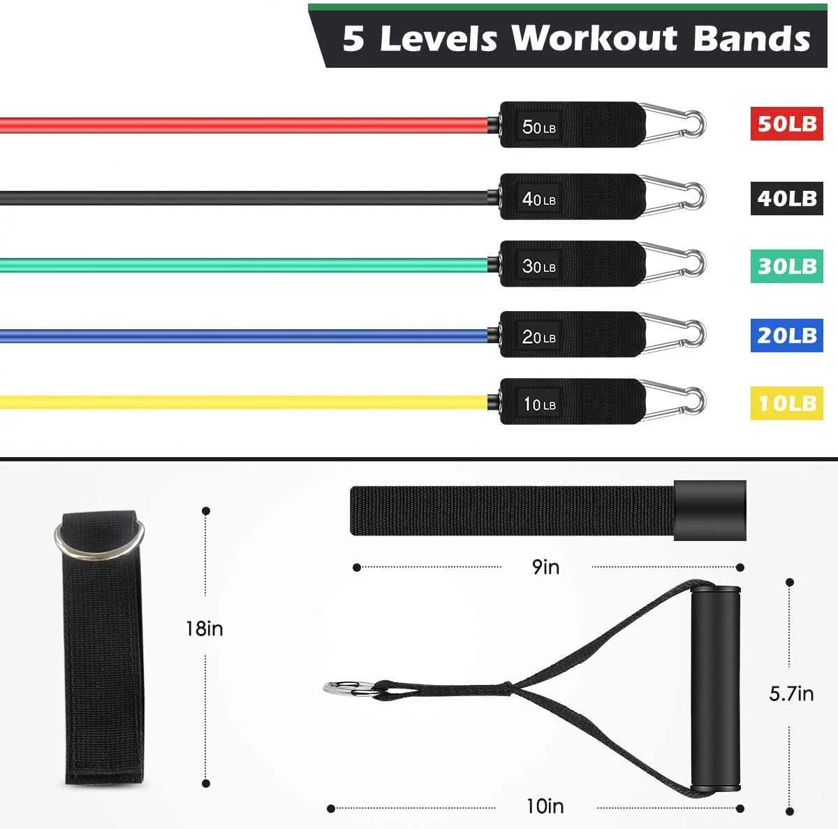 150Lbs Resistance Bands Set 11Pcs, Workout Bands,Resistance Bands for Working Out,Exercise Bands for Home Gym